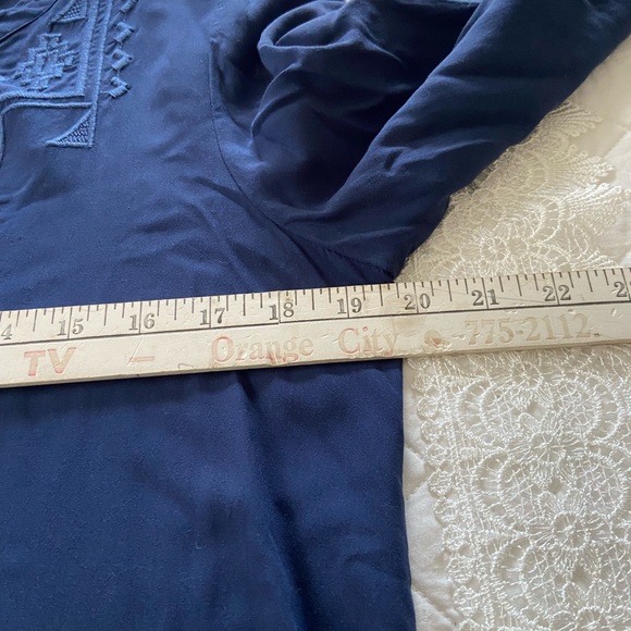 Navy Blue Embroidered Women's Top - Picture 9 of 10